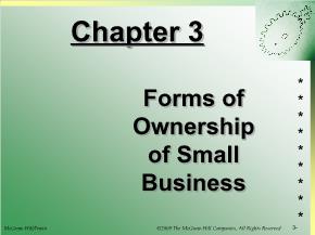 Kinh doanh marketing - Chapter 3: Forms of ownership of small business