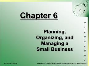 Kinh doanh marketing - Chapter 6: Planning, organizing, and managing a small business
