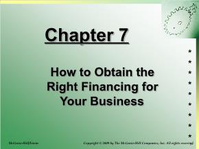 Kinh doanh marketing - Chapter 7: How to obtain the right financing for your business