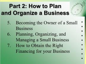 Kinh doanh marketing - Part 2: How to plan and organize a business