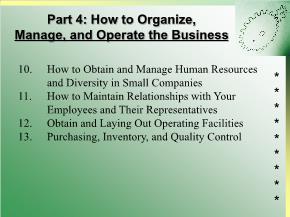 Kinh doanh marketing - Part 4: How to organize, manage, and operate the business