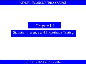 Kinh tế học - Chapter III: Statistic inference and hypothesis testing