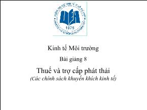 Kinh tế Môi trường - Bài giảng 8: Thuế và trợ cấp phát thải