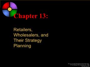 Marketing bán hàng - Chapter 13: Retailers, wholesalers, and their strategy planning