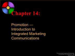 Marketing bán hàng - Chapter 14: Promotion — introduction to integrated marketing communications