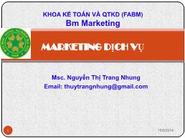 Marketing dịch vụ - Chương 1: Tổng quan về dịch vụ và marketing dịch vụ