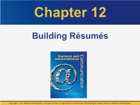 PR truyền thông - Chapter 12: Building résumés