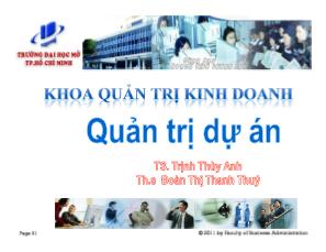 Quản trị dự án - Chương 3: Thiết kế tổ chức dự án và xây dựng đội ngũ dự án