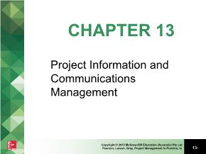 Quản trị kinh doanh - Chapter 13: Project information and communications management