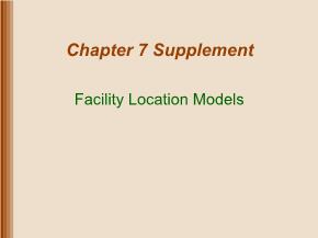 Quản trị kinh doanh - Chapter 7: Supplement facility location models