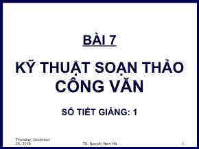 Quản trị văn phòng - Bài 7: Kỹ thuật soạn thảo công văn