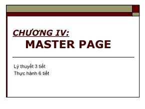Quản trị web - Chương IV: Master page