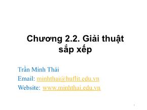 Bài giảng Cấu trúc dữ liệu và giải thuật - Chương 2: Giải thuật sắp xếp