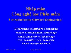 Bài giảng Nhập môn Công nghệ học phần mềm - Phần I: Giới thiệu chung về CNHPM