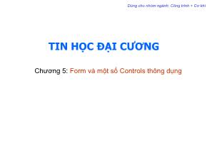 Bài giảng Tin học đại cương - Trần Quang Diệu - Chương 5: Form và một số Controls thông dụng