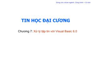 Bài giảng Tin học đại cương - Trần Quang Diệu - Chương 7: Xử lý tập tin với Visual Basic 6.0