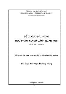 Đề cương bài giảng Cơ sở cảnh quan học - Phạm Thị Hồng Nhung