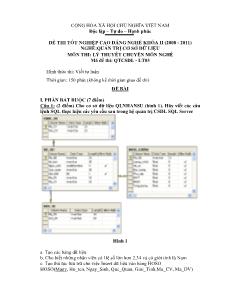 Đề thi tốt nghiệp cao đẳng nghề môn Lý thuyết chuyên môn nghề Quản trị CSDL - Mã đề thi QTCSDL - LT03