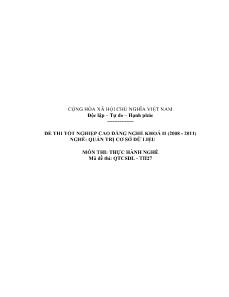 Đề thi tốt nghiệp cao đẳng nghề môn Lý thuyết chuyên môn nghề Quản trị CSDL - Mã đề thi QTCSDL - TH27