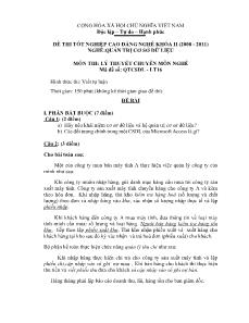 Đề thi tốt nghiệp cao đẳng nghề môn Lý thuyết chuyên môn nghề Quản trị CSDL - Mã đề thi QTCSDL - LT16