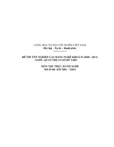 Đề thi tốt nghiệp cao đẳng nghề môn Lý thuyết chuyên môn nghề Quản trị CSDL - Mã đề thi QTCSDL - TH14