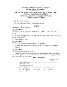 Đề thi tốt nghiệp cao đẳng nghề môn Lý thuyết chuyên môn nghề Quản trị CSDL - Mã đề thi QTCSDL - LT44