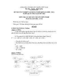 Đề thi tốt nghiệp cao đẳng nghề môn Lý thuyết chuyên môn nghề Quản trị CSDL - Mã đề thi QTCSDL - LT10