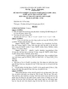 Đề thi tốt nghiệp cao đẳng nghề môn Lý thuyết chuyên môn nghề Quản trị CSDL - Mã đề thi QTCSDL - LT50