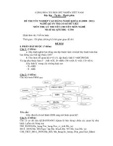 Đề thi tốt nghiệp cao đẳng nghề môn Lý thuyết chuyên môn nghề Quản trị CSDL