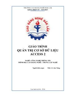 Giáo trình Cơ sở dữ liệu Access 2