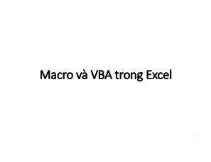 Macro và VBA trong Excel