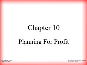Planning For Profit