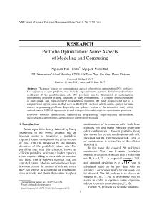 Portfolio Optimization: Some Aspects of Modeling and Computing