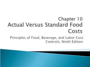 Actual Versus Standard Food Costs