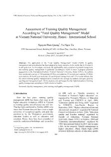 Assessment of training quality management according to 