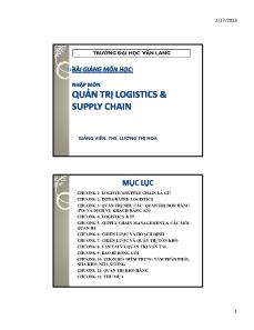 Bài giảng Quản trị Logistics & Supply Chain