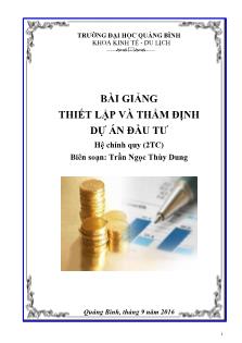 Bài giảng Thiết lập và thẩm định dự án đầu tư