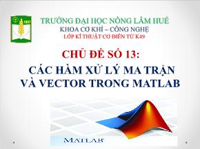 Các hàm xử lý ma trận và vector trong matlab