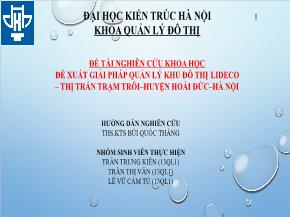 Đề xuất giải pháp quản lý khu đô thị lideco – thị trấn trạm Trôi – huyện Hoài Đức – Hà Nội