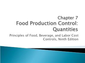 Food Production Control: Quantities