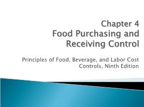 Food Purchasing and Receiving Control