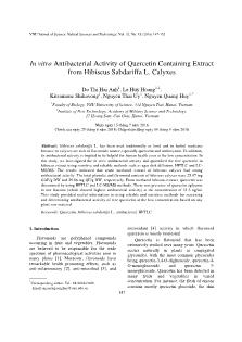 In vitro Antibacterial Activity of Quercetin Containing Extract from Hibiscus Sabdariffa L. Calyxes
