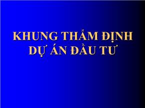 Khung thẩm định dự án đầu tư