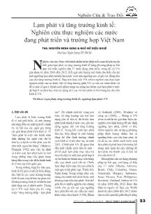 Lạm phát và tăng trưởng kinh tế: Nghiên cứu thực nghiệm các nước đang phát triển và trường hợp Việt Nam
