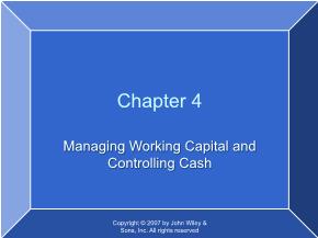 Managing Working Capital and Controlling Cash