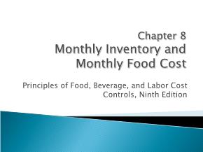 Monthly Inventory and Monthly Food Cost