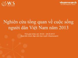 Nghiên cứu tổng quan về cuộc sống người dân Việt Nam năm 2013