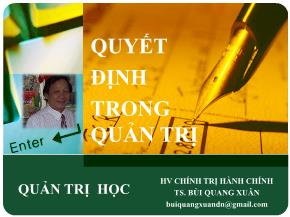 Quyết định trong quản trị - Bùi Quang Xuân