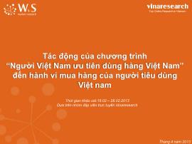 Tác động của chương trình “người Việt Nam ưu tiên dùng hàng Việt Nam” đến hành vi mua hàng của người tiêu dùng Việt Nam