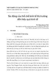 Tác động của thể chế kinh tế thị trường đến hiệu quả kinh tế